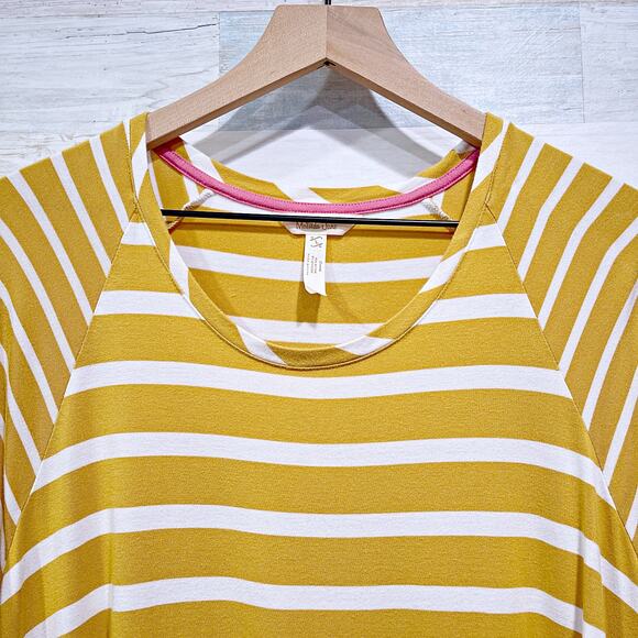 Matilda Jane Long Sleeve Jersey Knit Tunic Top Yellow White Stripe Womens Large - Picture 2 of 6